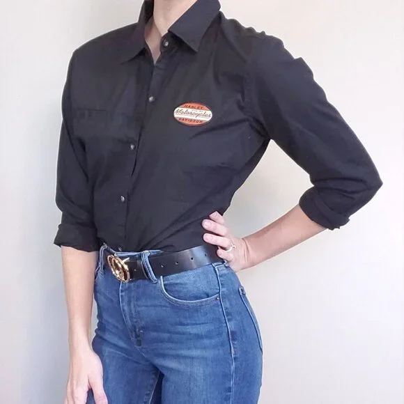 Harley Davidson Fitted Long Sleeve Button Up Top - Picture 2 of 11